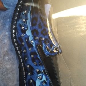 SPIKED, PATENT LOAFERS